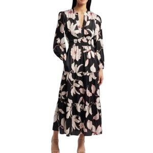 NWT Julia Jordan Floral Midi Dress In Black/Ivory Size 6